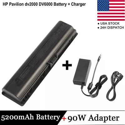 6 Cell Battery+90W Charger For HP Pavilion DV2000 DV6000 432306-001 441425-001  • $26.99