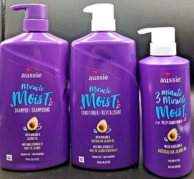 (Bundle) Aussie -Miracle Moist Shampoo+Conditioner+3 Minute Miracle - 26.2 Fl Oz • $24.99