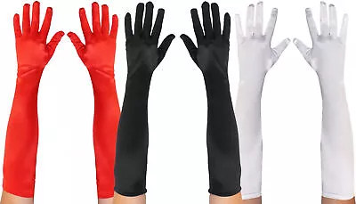 £5.99 • Buy Ladies Long Gloves Elbow Length Jersey Evening Glove 1920s Burlesque Fancy Dress