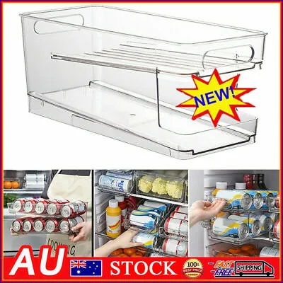 $20.79 • Buy 2 Tiers Stackable Beverage Holder Can Organizer Rack For Refrigerator Kitchen AU