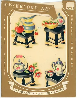 Vintage Meyercord Decal Teapots On Stools Fruit #898 4/sheet 1940s • $13.99