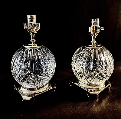 Waterford Kelsey Set Of 2 Globe Style Fine Cut Crystal Lamps - Absolutely Mint! • $1249.99