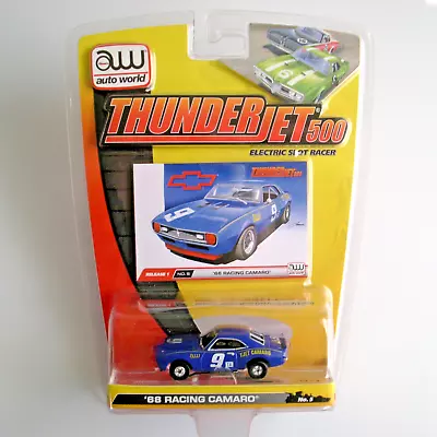 AUTO WORLD '68 Chevy Racing Camaro #9 AW Thunderjet 500 HO Slot Car Dark Blue • $24.95