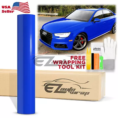 High Gloss Sapphire Blue Car Vinyl Wrap Sticker Decal Sheet Film DIY Air Release • $4.99