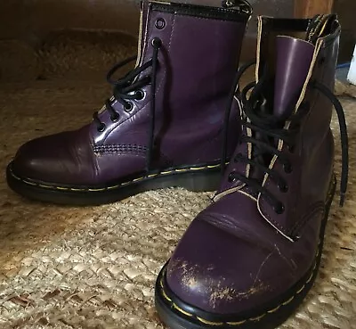 Vintage 1990's Purple 8 Up Dr Marten Boots Made In England Size 5 EU 38 • $65