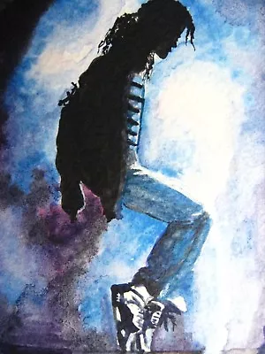 Watercolor Painting Michael Jackson King Pop Dance Music ACEO Art • $37