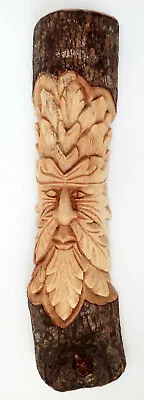 £24.77 • Buy Hand Carved Wooden Green Man Half Tree Stump 50 Cm CARVING For Inside/ Outside