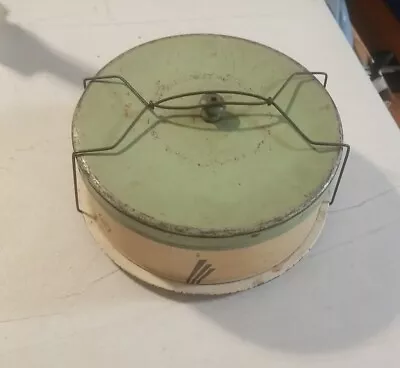 $26.95 • Buy Vintage MCM Yellow Green Metal/Tin Cake/Pie Carrier Locking Handle.  Kitschy
