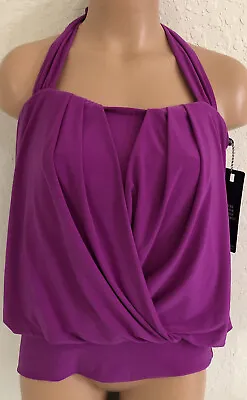 MAGICSUIT Drape Debbie Halter Tankini Top Swimsuit 14  Swim Pink NEW $122 • $41.99