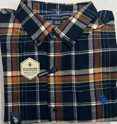 New U.S.Polo Assn Men's Long Sleeve Shirt Navy Plaids Size M $21.00 • $21