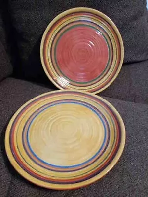 Pacific Rim Santa Fe - Pottery Stoneware - Dinner Plates Yellow/Orange Set Of 2 • $15