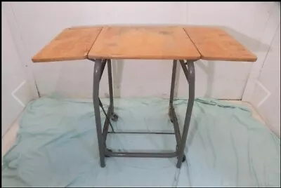 $152 • Buy Vintage Garret Wood Metal Typewriter Table Drop Down Sides W/Wheels Indiana 