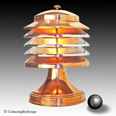 Iconic Coulter Louvered Copper & Chrome Machine Age Deco Lamp C.1938 RESTORED • $553.35