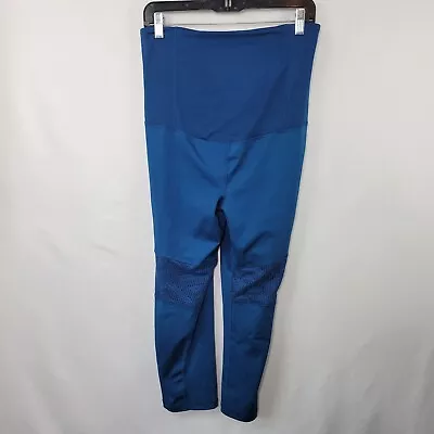 Isabel Maternity Blue Cropped Stretchy Crossover Leggings Women's Size Medium • £9.64