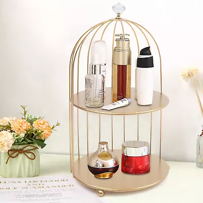 2-Tier Bird Cage Storage Tray Makeup Organizer Jewelry Cosmetics Ornaments Shelf • $16.01