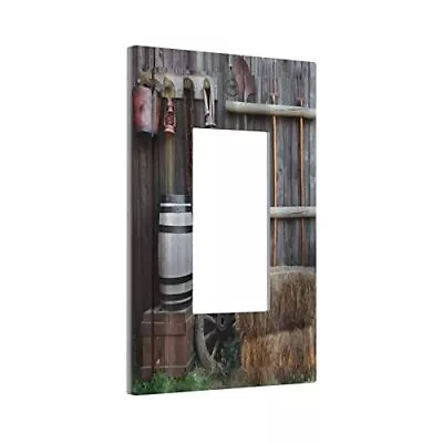 Rustic Farm Shovel Rake Oak Barrels Country 1 Gang Decora Light Switch Cover ... • $24.66