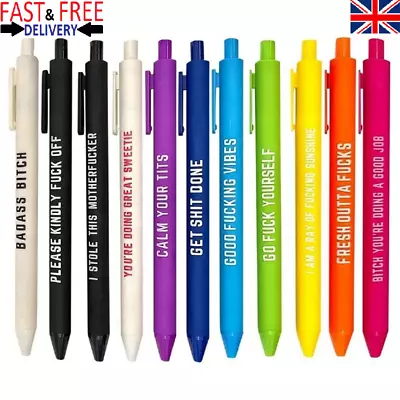 £3.49 • Buy 1 Pcs Funny Pens Swear Word Pen Set Black Ink Writing Pen Funny Office