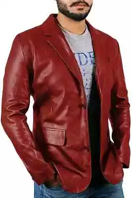 Red Coat Handmade Men Genuine Lambskin Soft Leather Blazer Stylish Formal Design • $200