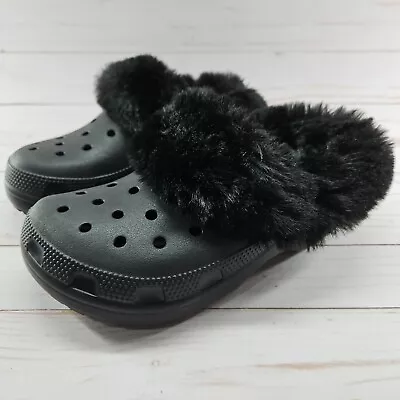 Crocs Classic Mammoth Fur Lined Clog Womens Size 6 Black • $59.80