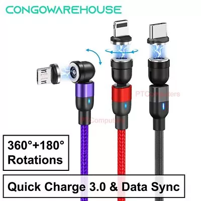 540 Magnetic Charging Cable QC3.0 Fast Charge Data Sync Cord For Samsung IPhone • $4.50