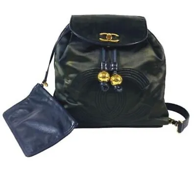 CHANEL CocoMark Vintage Gold CocoChain Backpack LeatherBlack #2891D • $1700