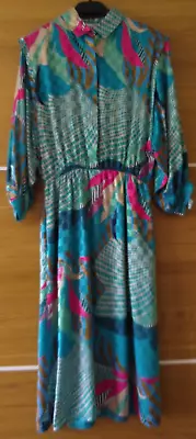 VINTAGE 60's 70's 80 Funky Psychedelic Colorful Hippie Long Summer Dress Boho • £5.99