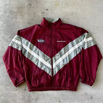 VINTAGE Arkansas Razorbacks Jacket Small Red Windbreaker • $30