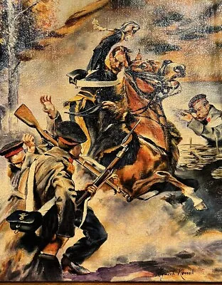 Vintage Painting By Polish W. Kossak (1856-1942) Uhlan Fighting Russian Soldiers • $495