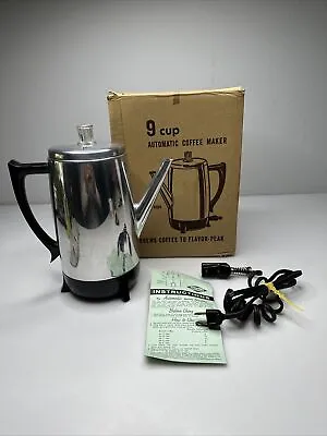 Vintage WEST BEND 9 Cup Coffee Percolator Automatic Maker Model 9358E Read Descr • $24.07