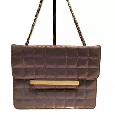 CHANEL Chocolate Bar Chain Handbag Clutch Enamel Purple Party Super Rare Auth • $588.72