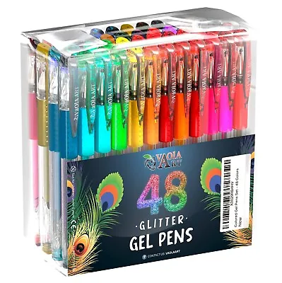 Glitter Gel Pens 48 Colors - Colored Pens For Adult Coloring - Book Pens For Wom • $18.99