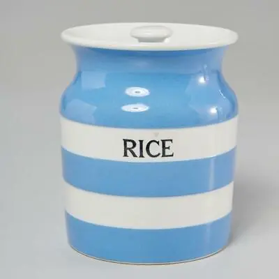Vintage T. G. Green Blue & White Cornishware  Rice  Canister Black Mark • $60