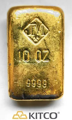 Vintage Johnson Matthey 10 Oz Fine Gold Poured Bar 9999 Toned • $25800