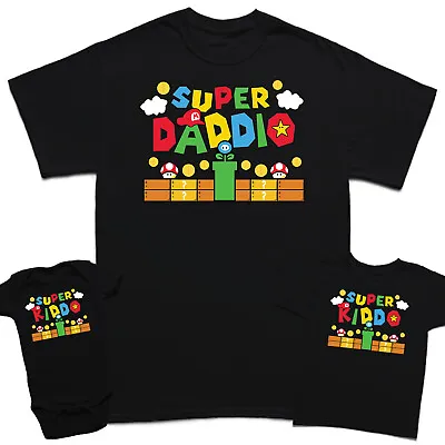 Super Mario Daddio Gaming Fathers Day Kids Baby Matching T-Shirts Top #FD • £7.99