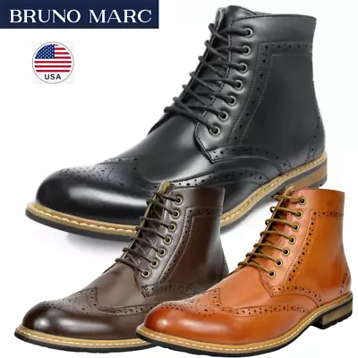 Bruno Marc Men Ankle Motorcycle Boots Oxford Chukka Boots Side Zipper Shoes • $35.14