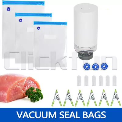 Reusable Vacuum Sealer Bags Food Fresh Storage Saver Electric Vaccum Pump Set AU • $6.99