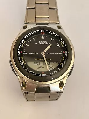 Working Vintage Men's Silver Casio Illuminator AW-80 Analog & Digital Watch DK • $55