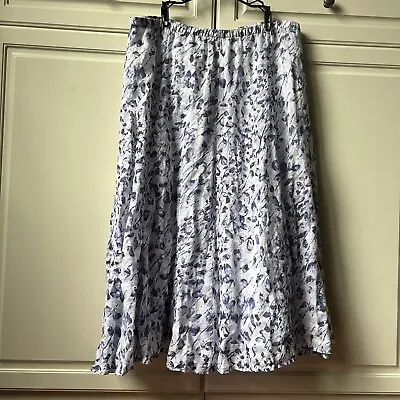 Mwt J.JILL Women's Skirt Maxi Pull On  100% Linen Grey Leaves.Size 1X • $45