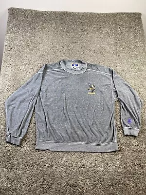 VINTAGE Minnesota Vikings Sweatshirt Mens Large Gray Purple Starter Y2K FLAW • $11