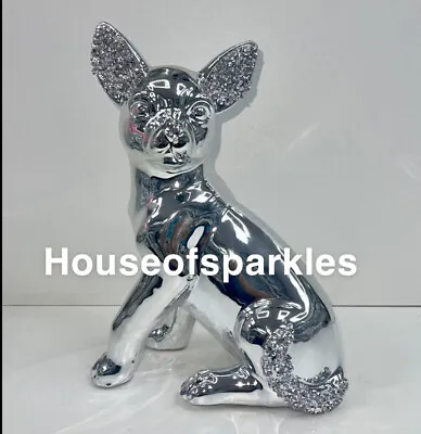 £19.99 • Buy Crushed Diamond Silver Crystal Bling Dog, Ceramic Shelf Sitter, Extra Sparkly ✨