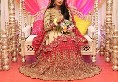 Asian Indian Pakistani Bridal Wedding Mendhi Lengha Lehena Dress Gown  • £129.99