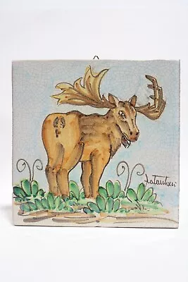 Vintage Fratantoni Vietri Terra Cotta Italian Hand Painted Glazed Tile Moose  • $259.99