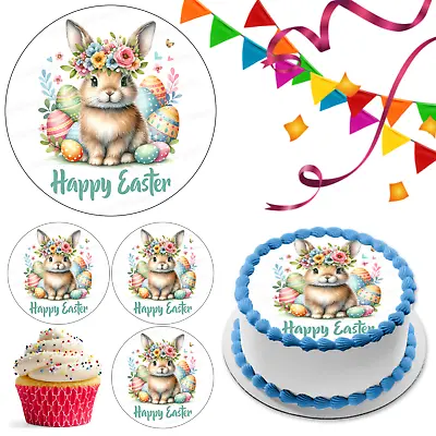 Easter Rabbit Egg Cake Topper Party Decoration Edible Gift Celebration Cupcake • £5.49