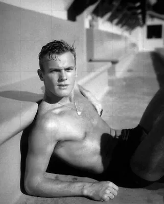 TAB HUNTER - 10  X 8  B/w Bare Chested Beekcake Photograph Circa Early 1950's • $2.84