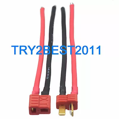 1 Pair Deans Nylon T Plug Connectors Male & Female 12awg 10cm Silicone Wire • $3.19