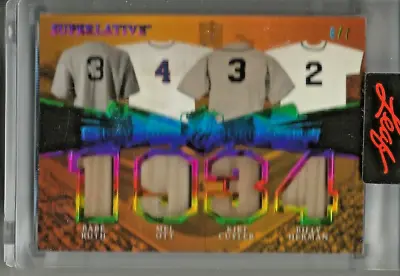 Babe Ruth-Mel Ott-Kiki Cuyler-B. Herman 2023 Leaf Superlative Game Used Bat #6/7 • $300
