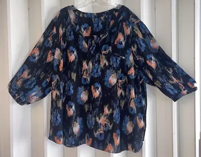 NYDJ Black Abstract Brush Stroke Print Tunic Blouse~3X $99 EUC • $39.97