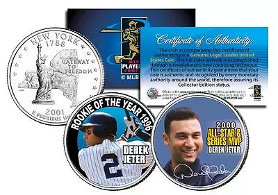 $7.95 • Buy DEREK JETER 2-Coin Set *Rookie Of The Year & World Series MVP* NY State Quarters