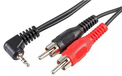 1m 2.5mm Mini Right Angle Stereo Jack To 2 X RCA Phono Cable • £2.95