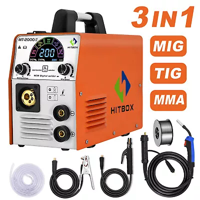 £169.99 • Buy HITBOX 200A Gas/Gasless LED MIG Welder Inverter 4in1 ARC MIG TIG Welding Machine